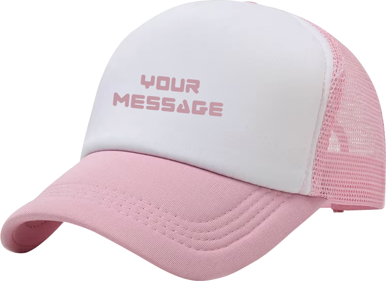 branded baby pink white tracker cap